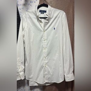 EUC men’s classic for white collared polo bottom brown